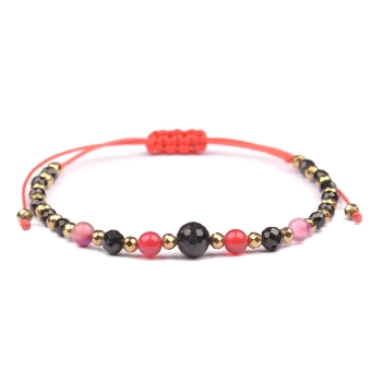 Bransoletka celebrytka czarny TURMALIN AGAT HEMATYT ochrona i odwaga